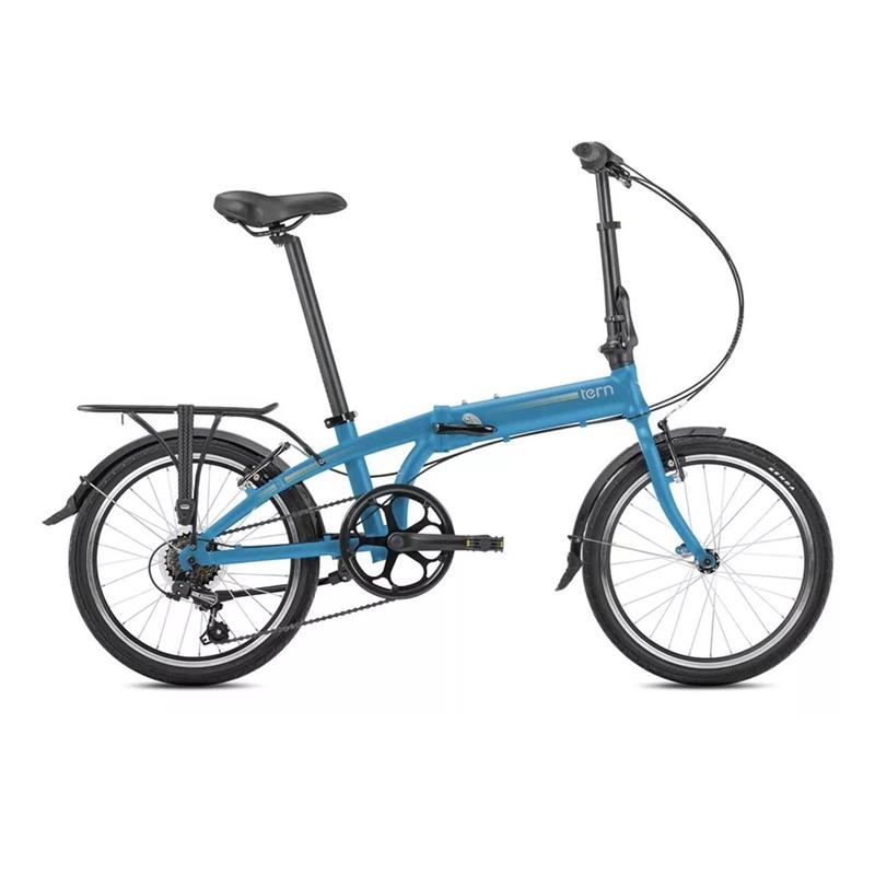 Bicicleta Tern Link A7 Blue Silver Guardabarros y Portapaquete