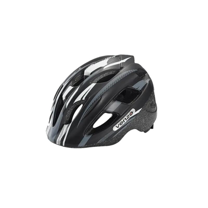 Casco Venzo Negro Blanco con Ruedita 48-54cm (S)